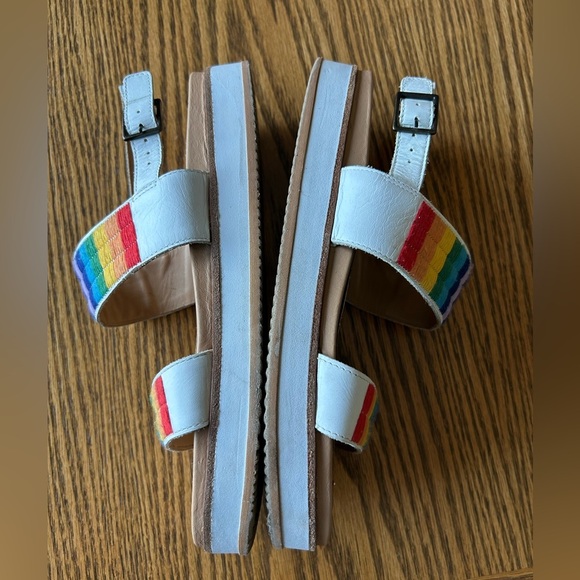Soludos Women’s Multicolor Rainbow Embroidered and Leather Strap Sandals Size 10 - Picture 8 of 8